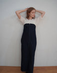 Denim bear zip one-piece