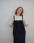 Denim bear zip one-piece