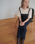 Denim bear zip one-piece