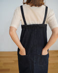 Denim bear zip one-piece