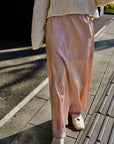 Satin wrinkle processing skirt