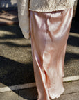 Satin wrinkle processing skirt