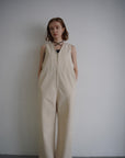 V open denim jumpsuit