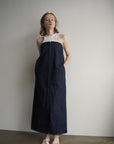 Denim bear zip one-piece