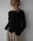 Layered design knit tops
