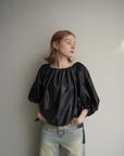 Leather like off shoulder top