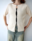 Front button half sleeve top