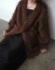 Shaggy mohair long cardigan
