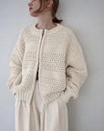 Low Gauge Texture Zip Cardigan