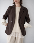 Bi-color cuffs leather jacket
