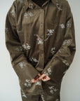 Velours flower pattern Shirt
