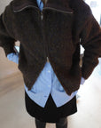 W zip bouclé knit