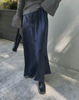 Satin wrinkle processing skirt