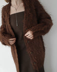Shaggy mohair long cardigan