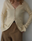 【再入荷】Vneck button lib cardigan