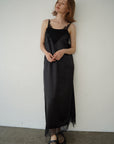 Race satin camisole one-piece