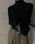 Sleeve flare knit turtle tops