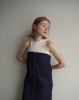 Denim bear zip one-piece