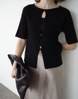 Front button half sleeve top