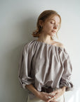 Leather like off shoulder top