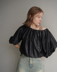 Leather like off shoulder top