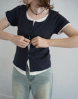Layered lib half sleeve tops