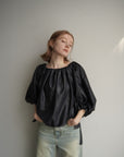 Leather like off shoulder top