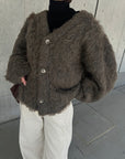 Shaggy mohair cardigan