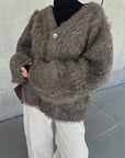 Shaggy mohair cardigan