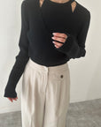 Layered design knit tops