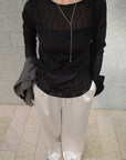 Wave tulle sheer top