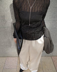 Wave tulle sheer top