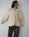 Chunky hand knit crew neck cardigan