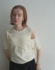 Cross design half sleeve knit