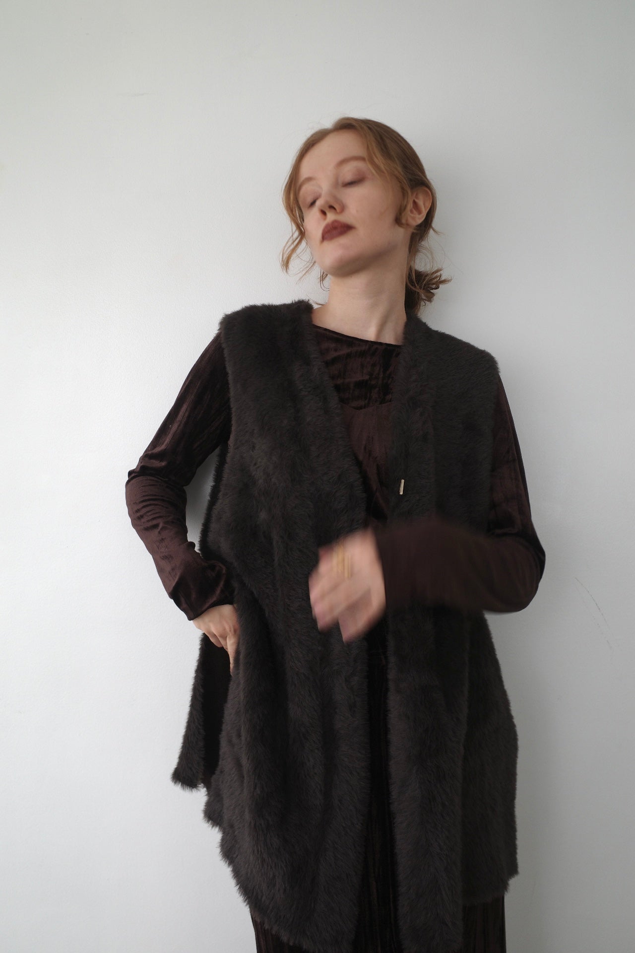 Double face shaggy gilet