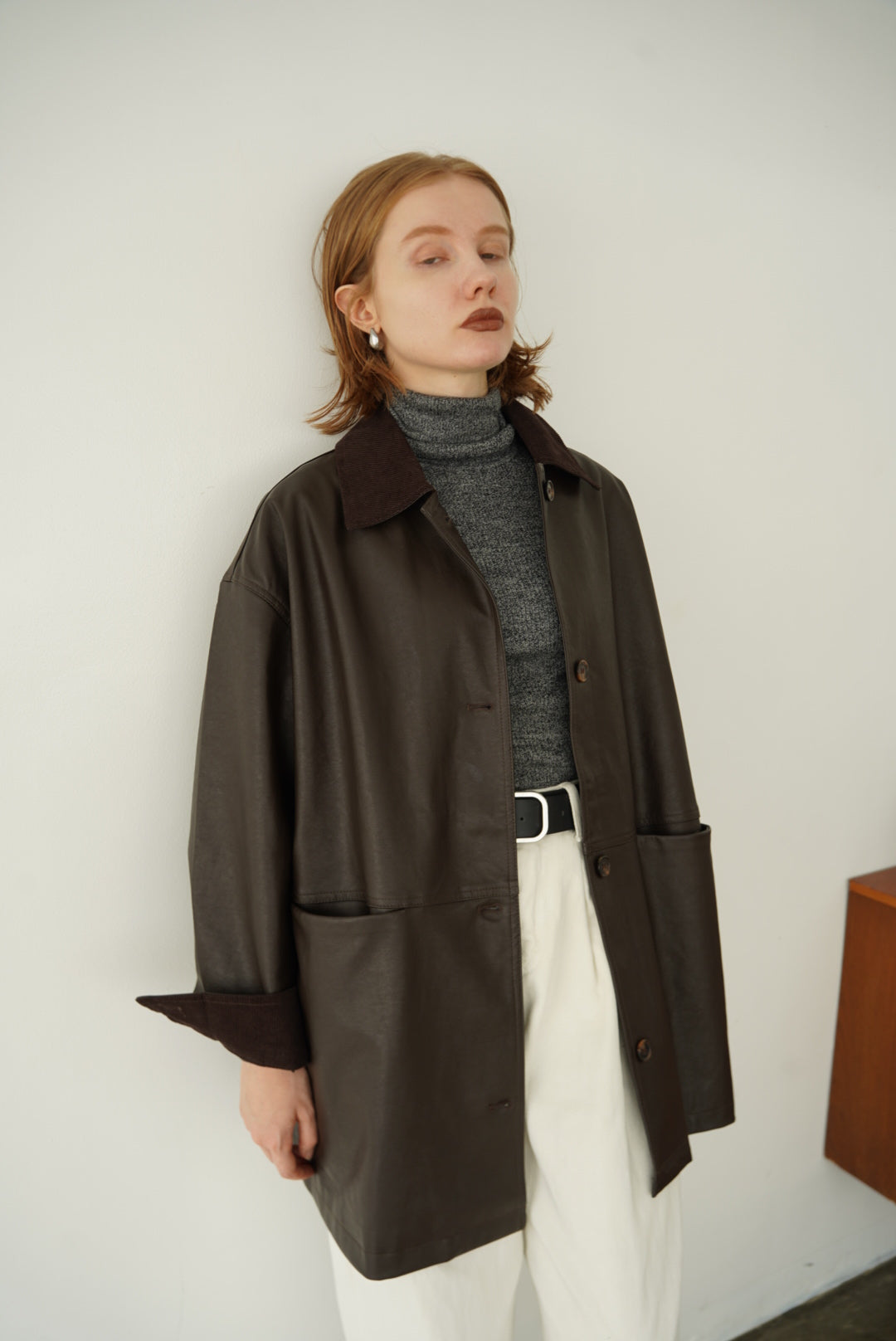 Collar corduroy leather JK