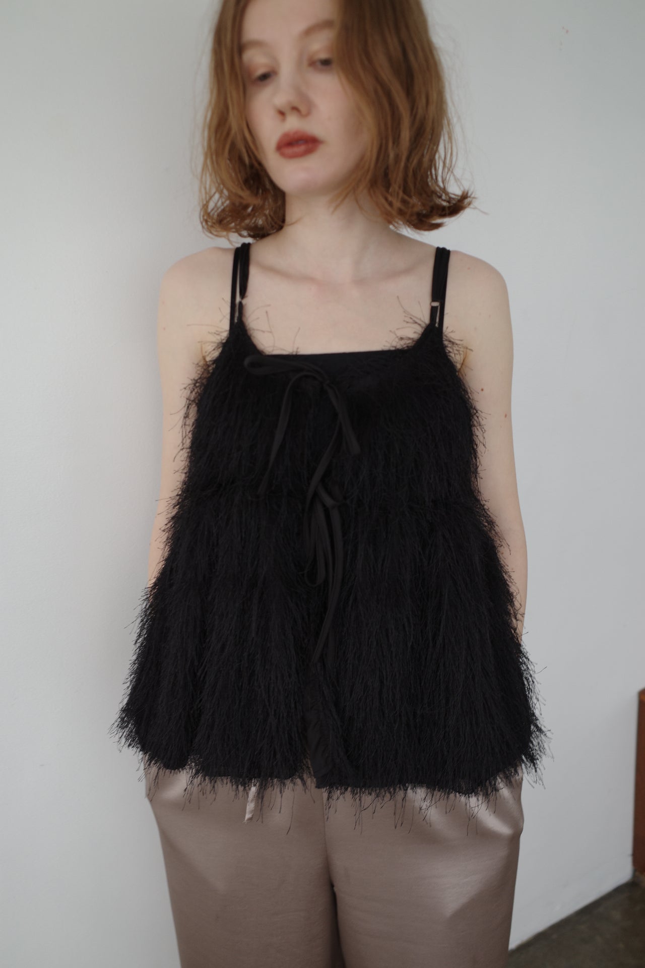 Front ribbon shaggy top