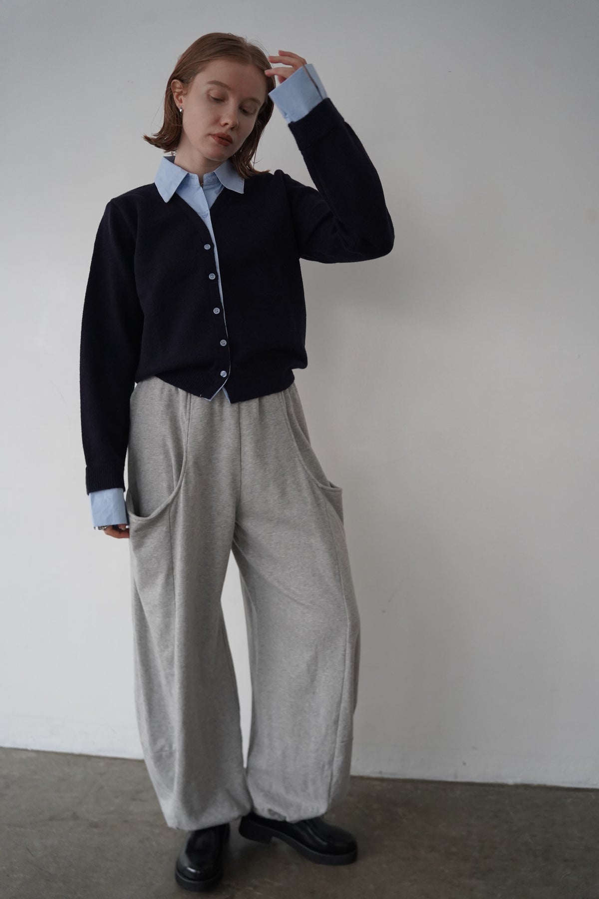 Shirt docking knit cardigan