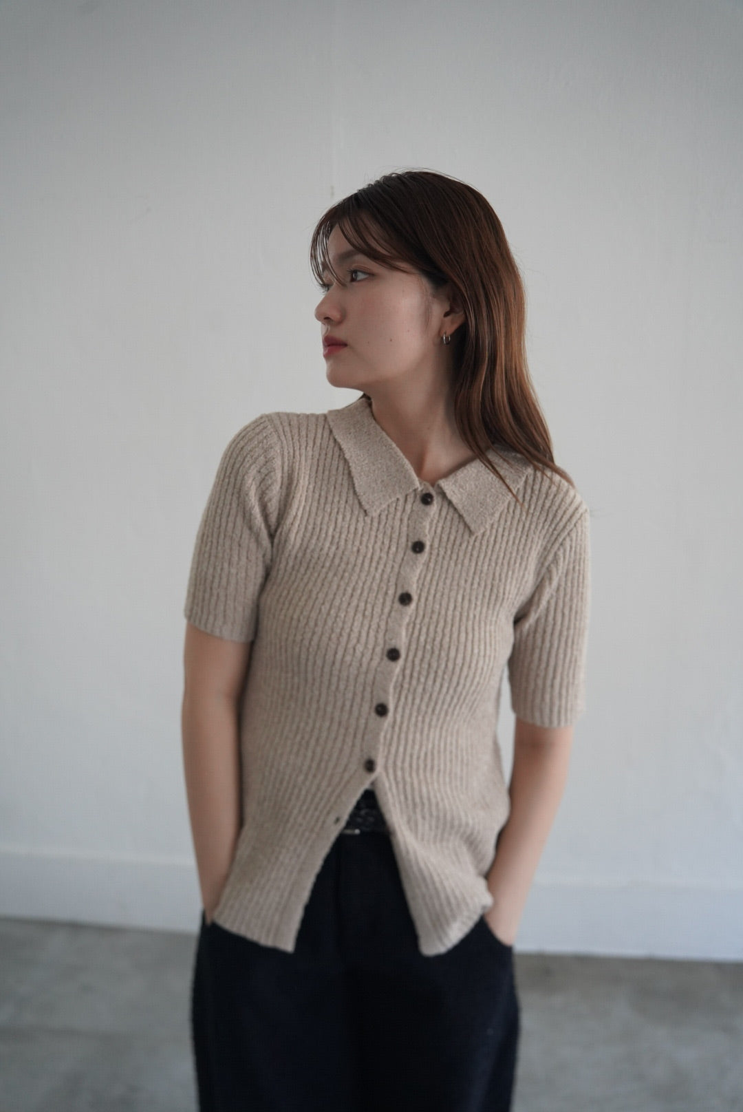 Bouclé knit polo