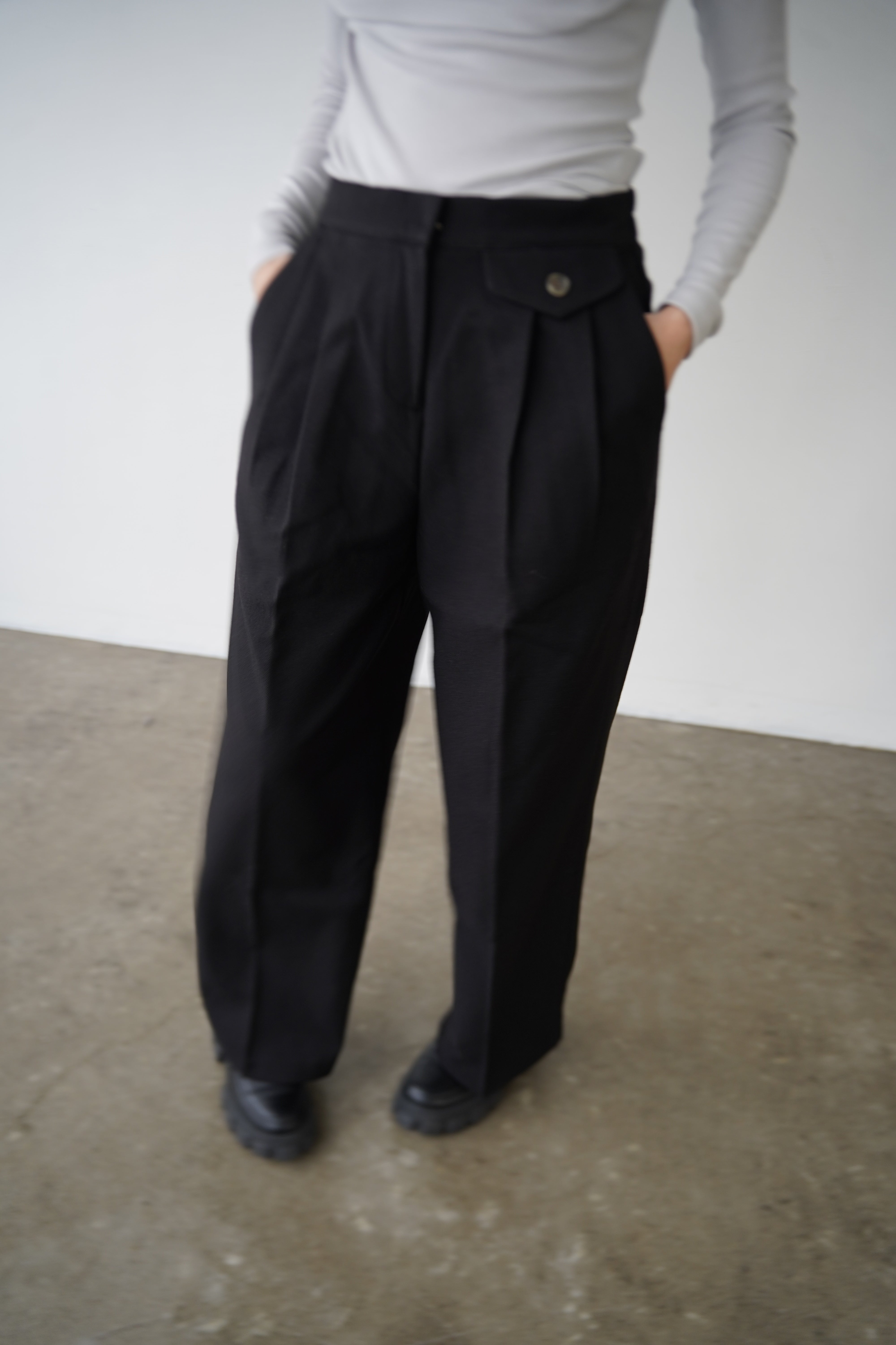 Button tuck slacks