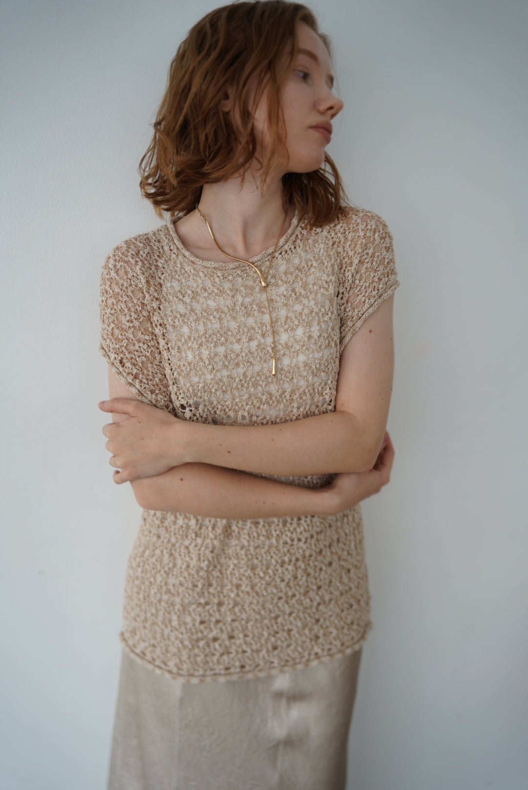 Openwork knit top