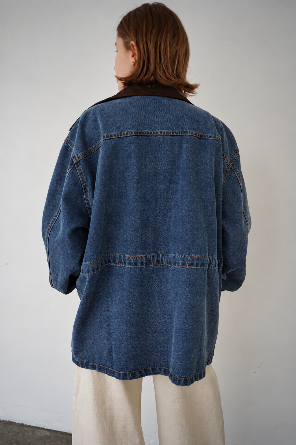 Corduroy Collar Two-Tone Jacket