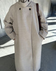 Stand neck Raglan sleeve long coat