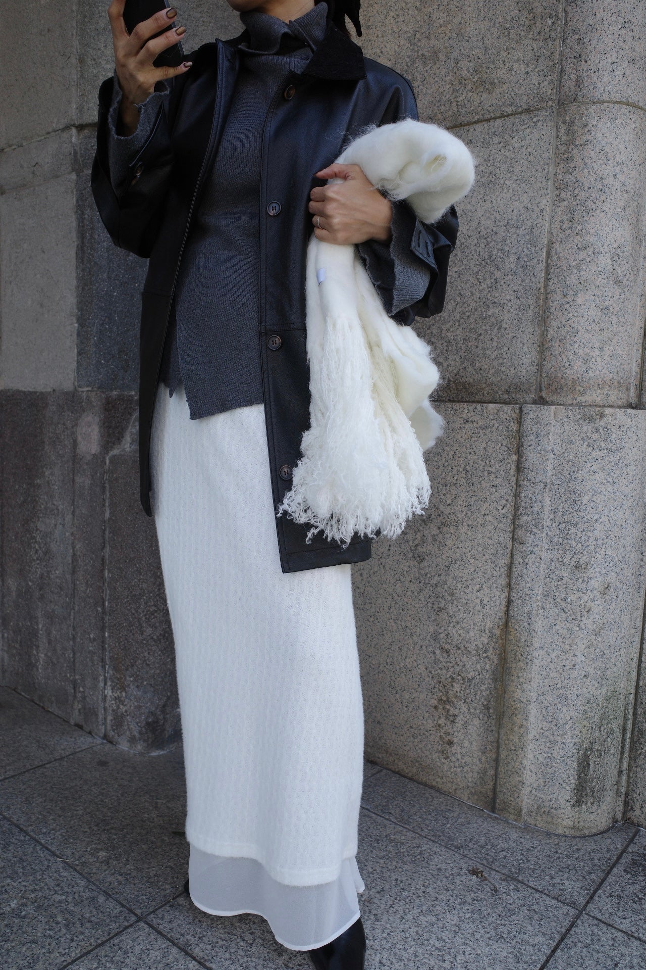 Alpaca layered skirt