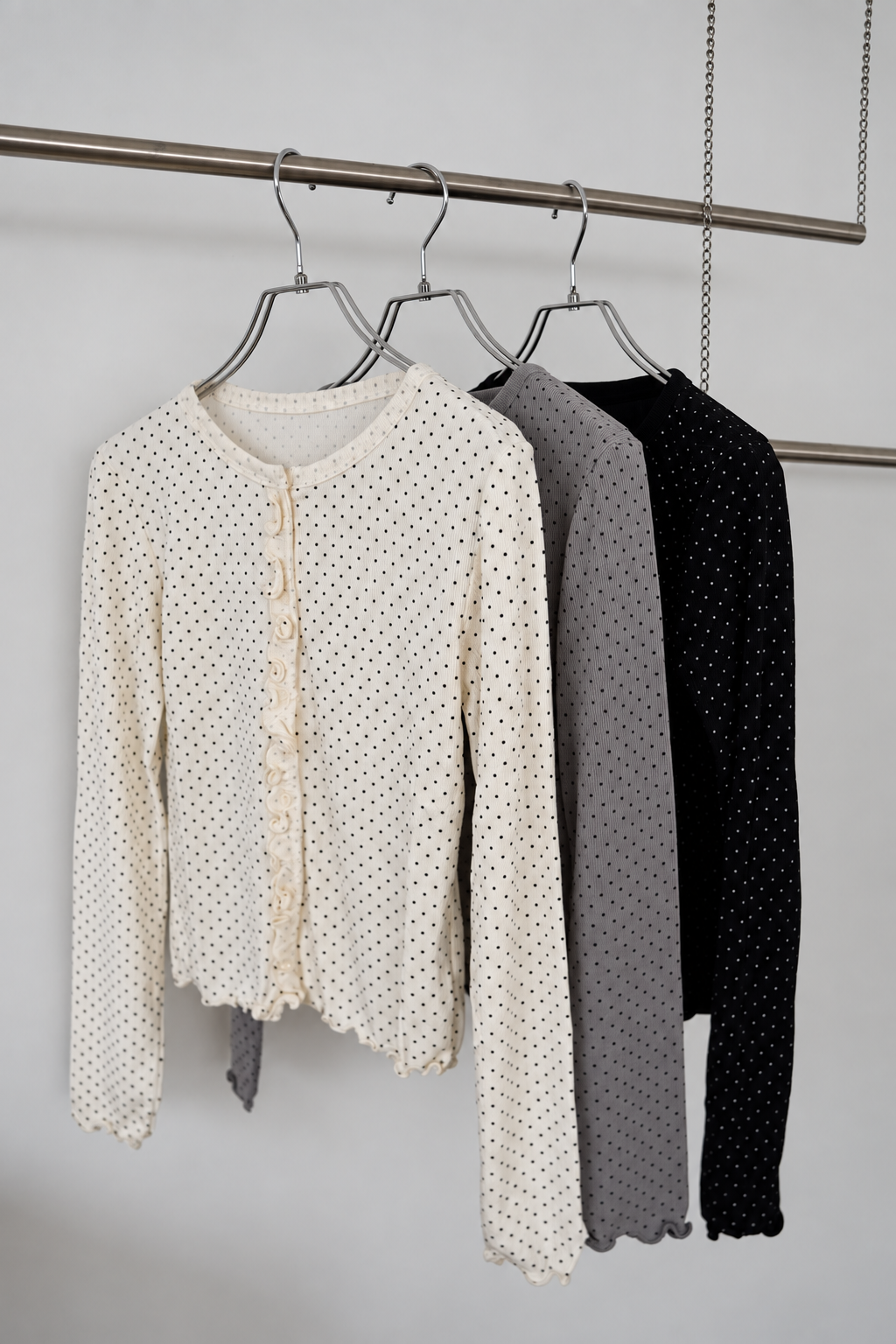 Dot frill cardigan