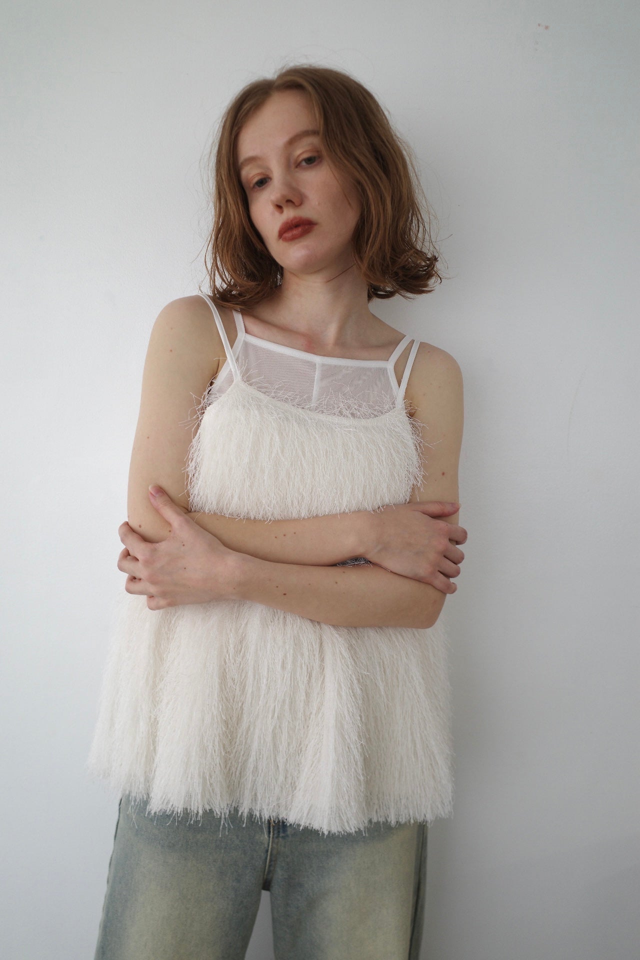 Front ribbon shaggy top