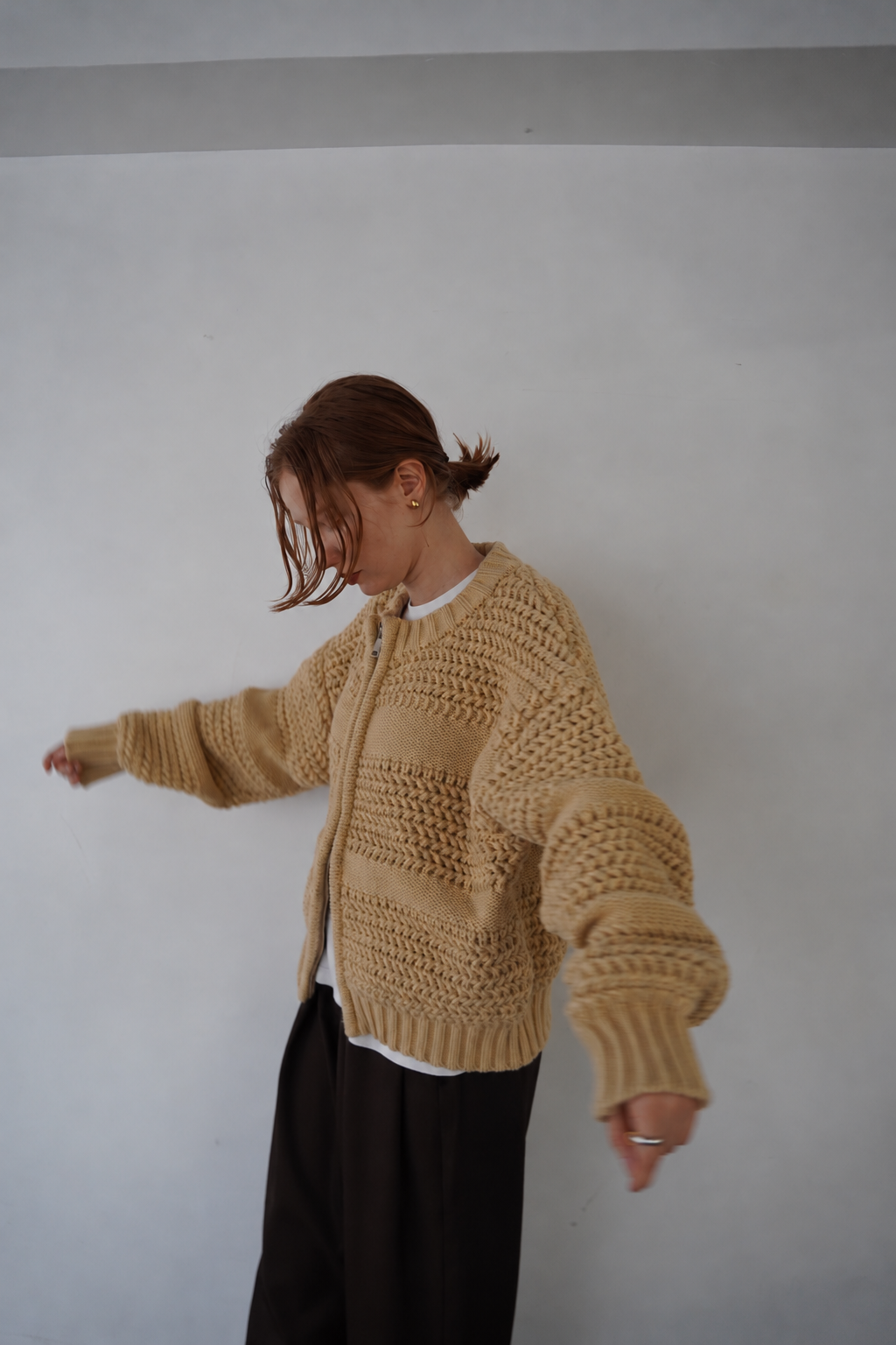 Low Gauge Texture Zip Cardigan