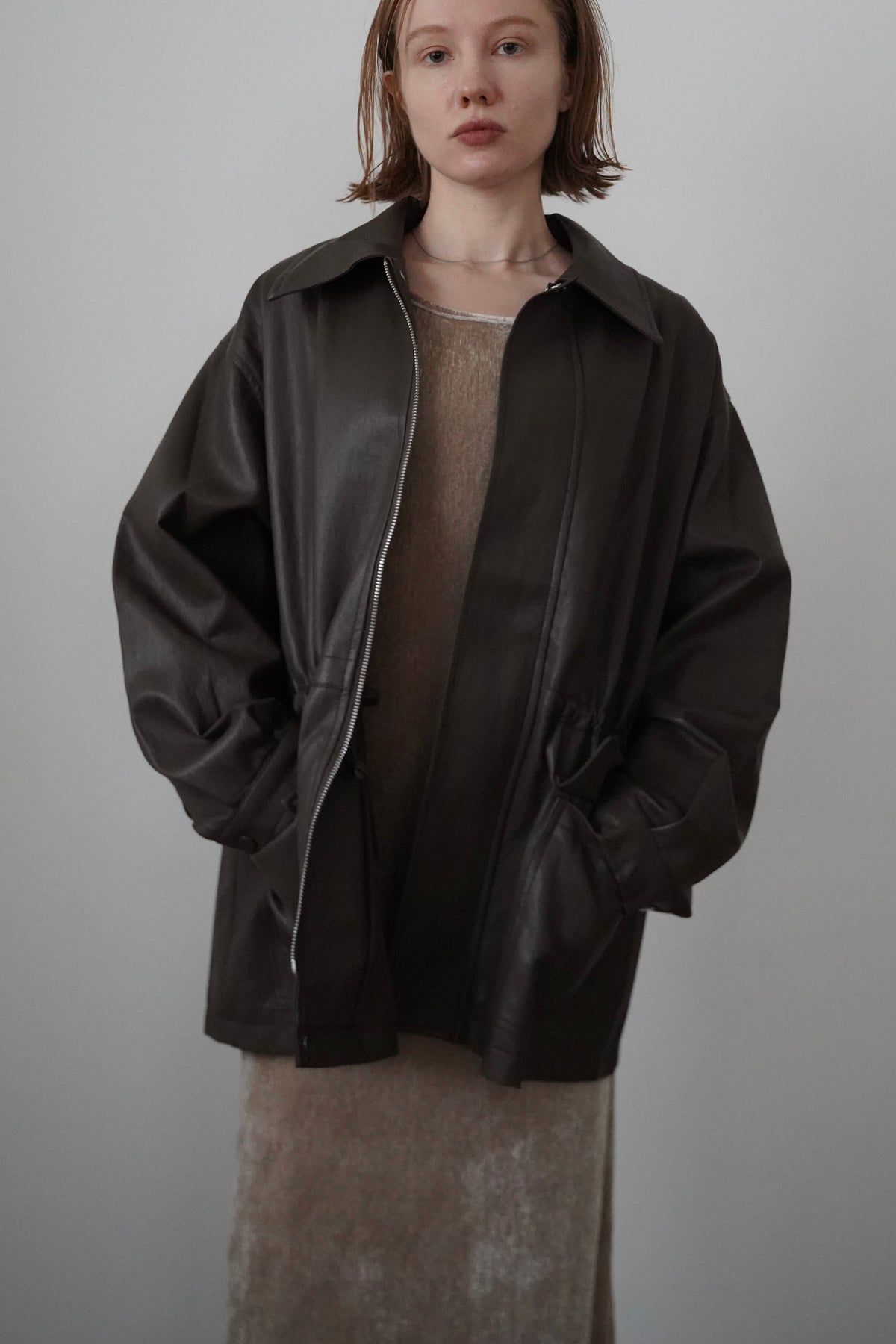 String leather jacket