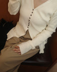 【再入荷】Vneck button lib cardigan