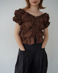 Shirring  puff volume tops